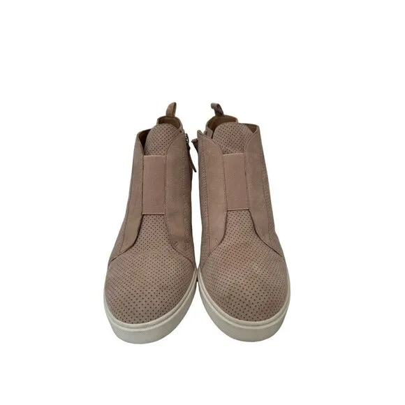 Linea Paolo Light Pastel Pink Perforated Felicia Wedge Platform Slip on Sneakers