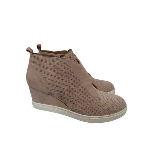 Linea Paolo Light Pastel Pink Perforated Felicia Wedge Platform Slip on Sneakers