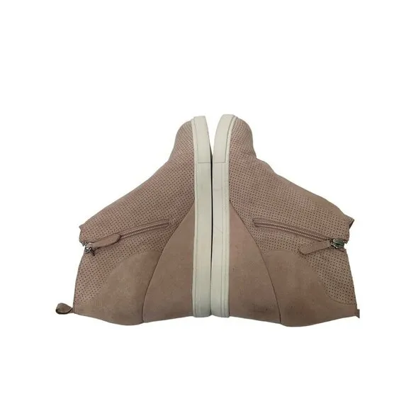 Linea Paolo Light Pastel Pink Perforated Felicia Wedge Platform Slip on Sneakers