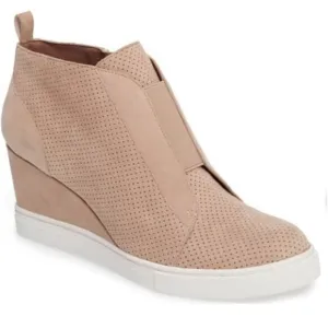 Linea Paolo Light Pastel Pink Perforated Felicia Wedge Platform Slip on Sneakers