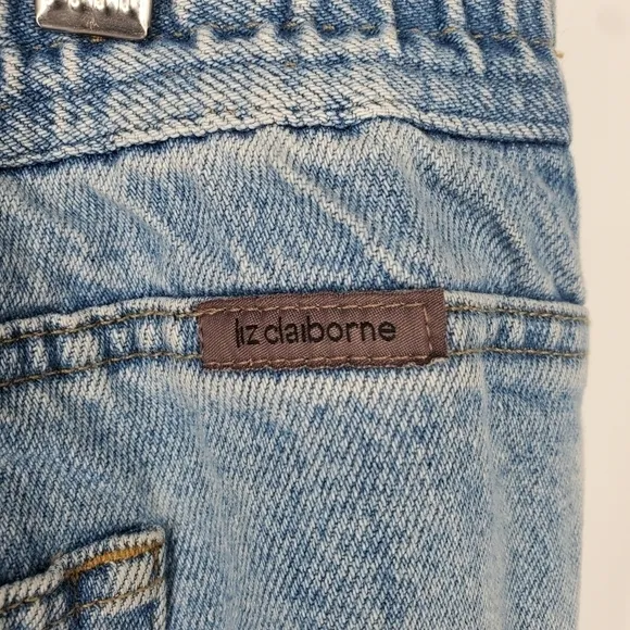 Liz Claiborne Jeans Womens 22 Petite Relaxed Fit Straight Blue Denim Pants