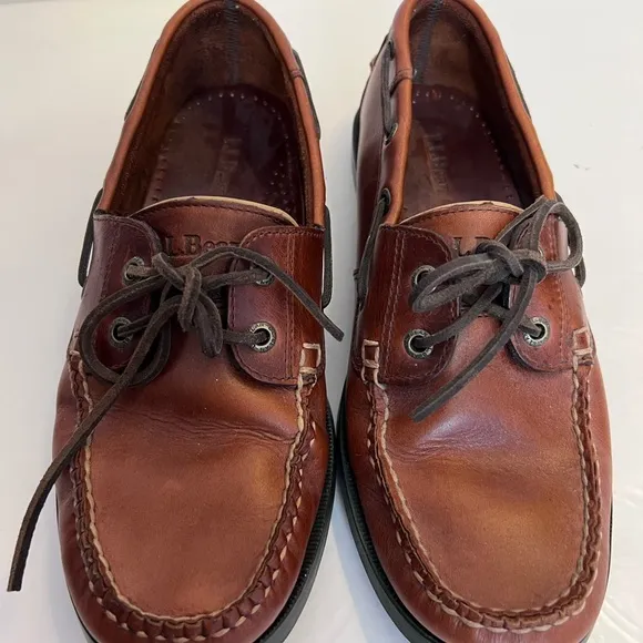 L.L. Bean Men's Casco Bay Leather Moc Boat Shoes Canyon Size 10