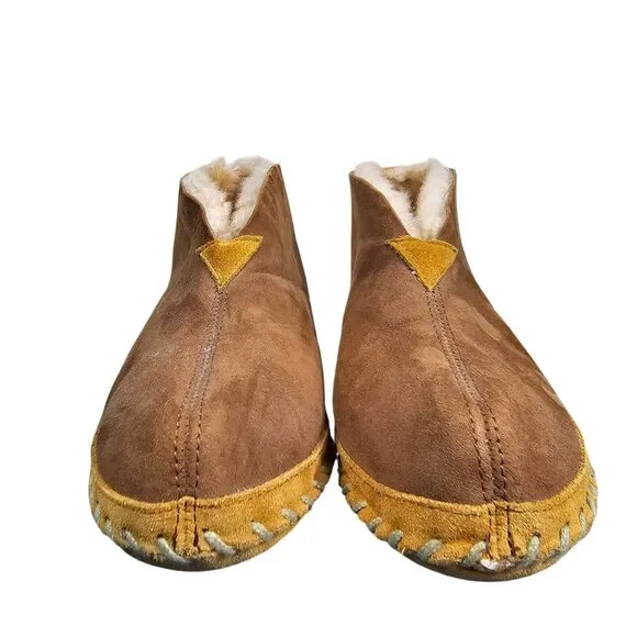 LL Bean Mens Wicked Good Slipper Shoes Sz 8 Suede Shearling Lined Casual Slip On