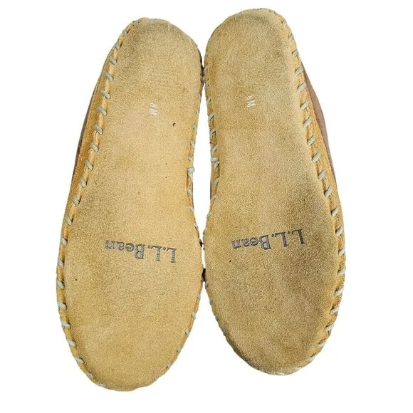 LL Bean Mens Wicked Good Slipper Shoes Sz 8 Suede Shearling Lined Casual Slip On