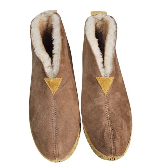 LL Bean Mens Wicked Good Slipper Shoes Sz 8 Suede Shearling Lined Casual Slip On