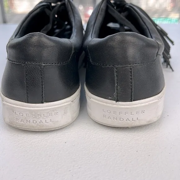 Loeffler Randall Logan Nappa Tassel Sneakers Lace-up Tie Black White Soles Shoes