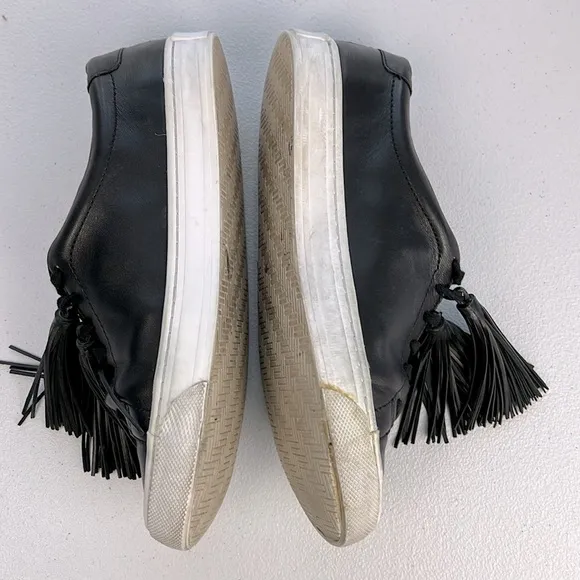 Loeffler Randall Logan Nappa Tassel Sneakers Lace-up Tie Black White Soles Shoes