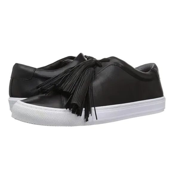 Loeffler Randall Logan Nappa Tassel Sneakers Lace-up Tie Black White Soles Shoes