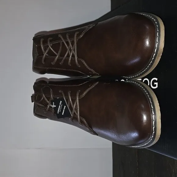 London fog men's size 11 LFM=TYLER CHUKKA BROWN LEATHER SHOES**