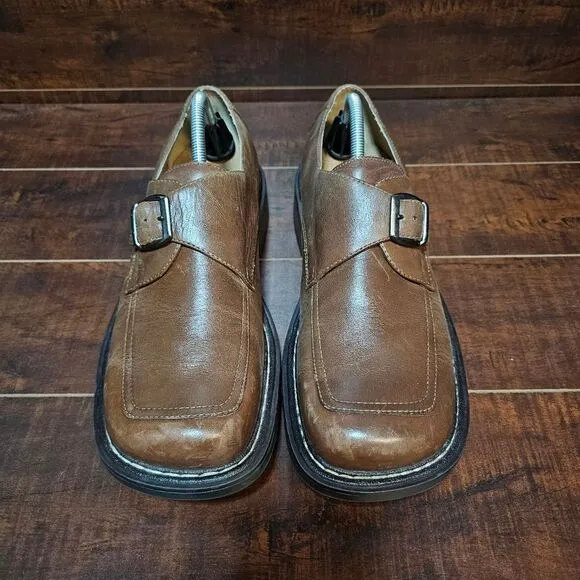 London Underground Bower Brown Leather Monk Strap Buckle Shoes Y2k Mens Size 11
