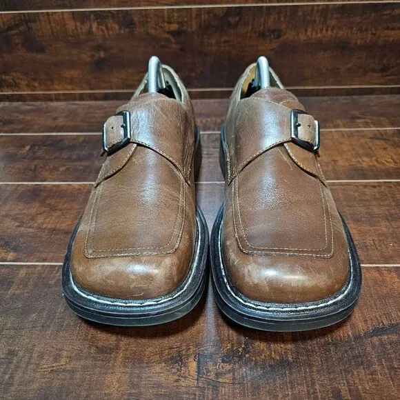 London Underground Bower Brown Leather Monk Strap Buckle Shoes Y2k Mens Size 11