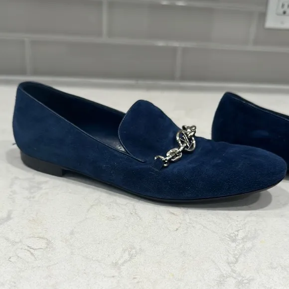 Louis Vuitton Women's Blue Suede Loafers