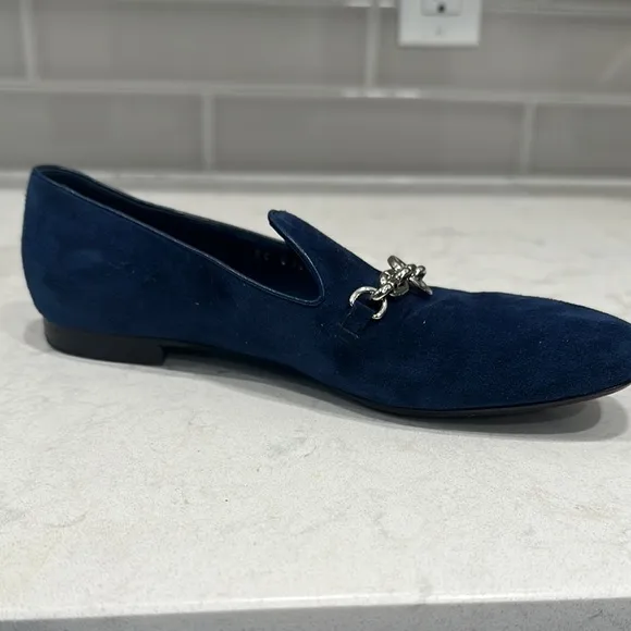 Louis Vuitton Women's Blue Suede Loafers