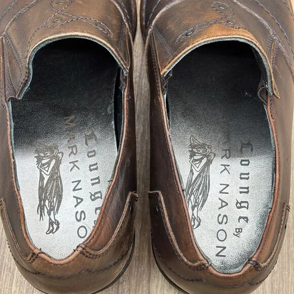 Lounge Mark Nason Rock Lives Brown Leather Mens 11.5 Cross Studs Loafers Shoes