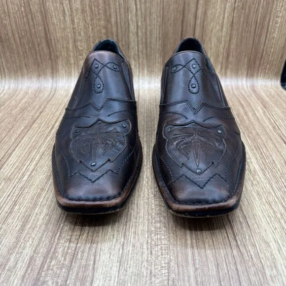 Lounge Mark Nason Rock Lives Brown Leather Mens 11.5 Cross Studs Loafers Shoes
