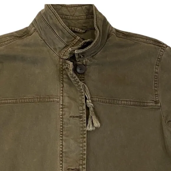 Lucky Brand Distressed Utility Cargo Jacket Medium Olive Green Military Style