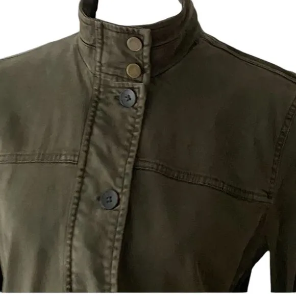 Lucky Brand Distressed Utility Cargo Jacket Medium Olive Green Military Style