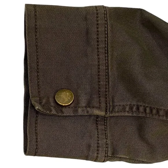 Lucky Brand Distressed Utility Cargo Jacket Medium Olive Green Military Style