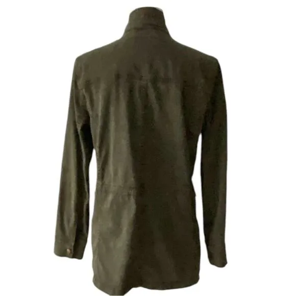 Lucky Brand Distressed Utility Cargo Jacket Medium Olive Green Military Style