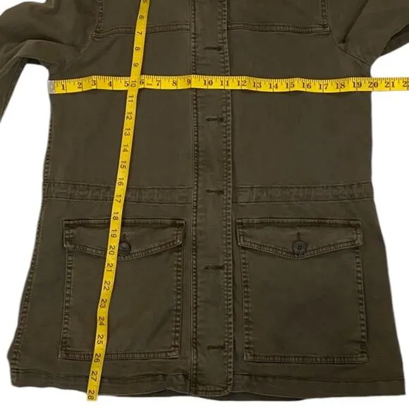 Lucky Brand Distressed Utility Cargo Jacket Medium Olive Green Military Style