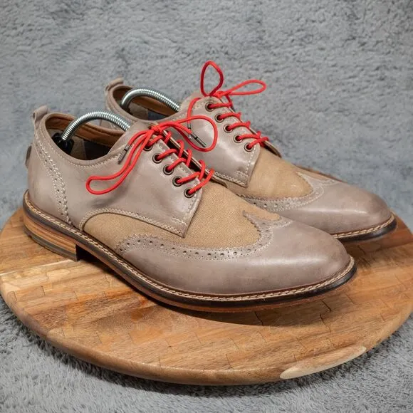 Lucky Men's Hudson Cement Leather &amp; Canvas Wingtip Shoes US Size 11.5 M