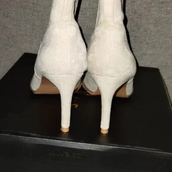 Luglyn Bone Color Block Suede Pointed-Toe Ankle Booties