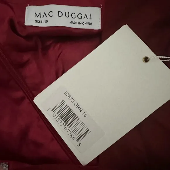 MAC DUGGAL SHEER BLOUSON SLEEVE SURPLICE GOWN