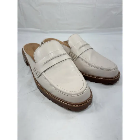 Madewell Corrine Lug slide Lugsole Leather Loafer Shoes Mules Cream Size 8