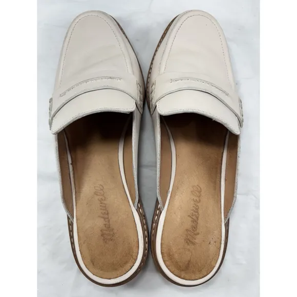 Madewell Corrine Lug slide Lugsole Leather Loafer Shoes Mules Cream Size 8