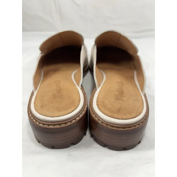 Madewell Corrine Lug slide Lugsole Leather Loafer Shoes Mules Cream Size 8