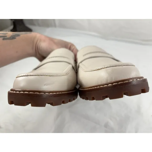 Madewell Corrine Lug slide Lugsole Leather Loafer Shoes Mules Cream Size 8