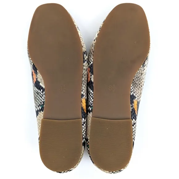Madewell The Cory Faux Snakeskin Flats  Embossed Leather Skimmers Multicolor 8.5