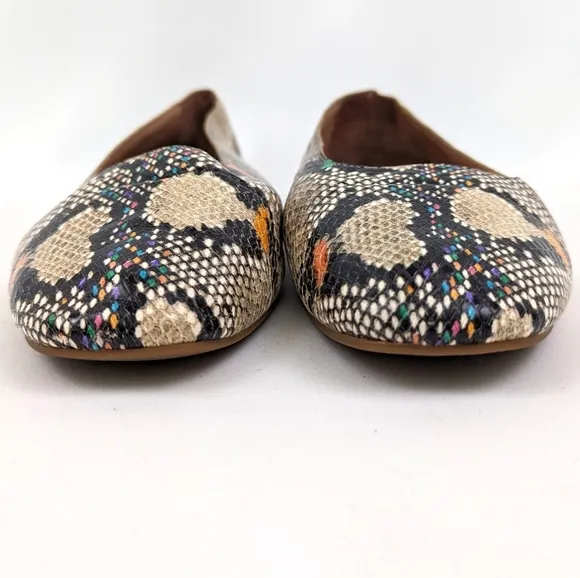 Madewell The Cory Faux Snakeskin Flats  Embossed Leather Skimmers Multicolor 8.5