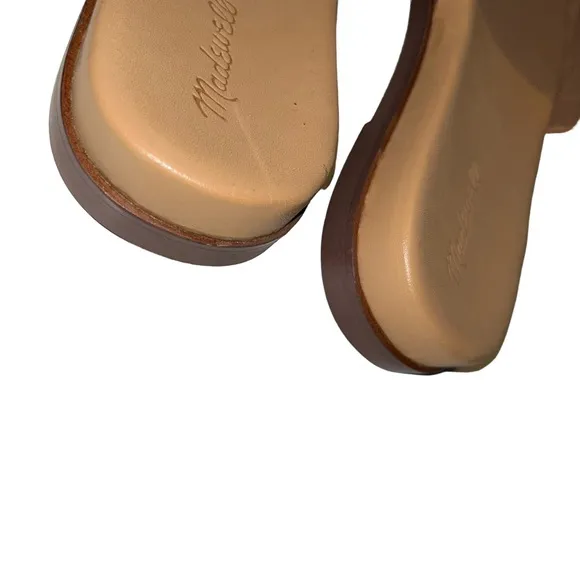 Madewell The Louisa Slide Sandal in Woven Leather tan caramel shoes 9.5
