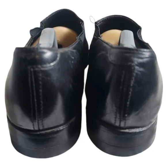 Madison Cap Toe Slip On Shoes/Black Leather Dress Shoes 10.5D