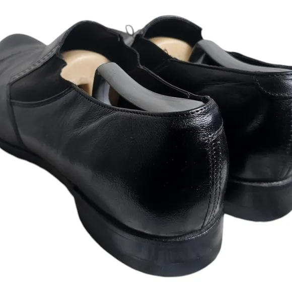 Madison Cap Toe Slip On Shoes/Black Leather Dress Shoes 10.5D