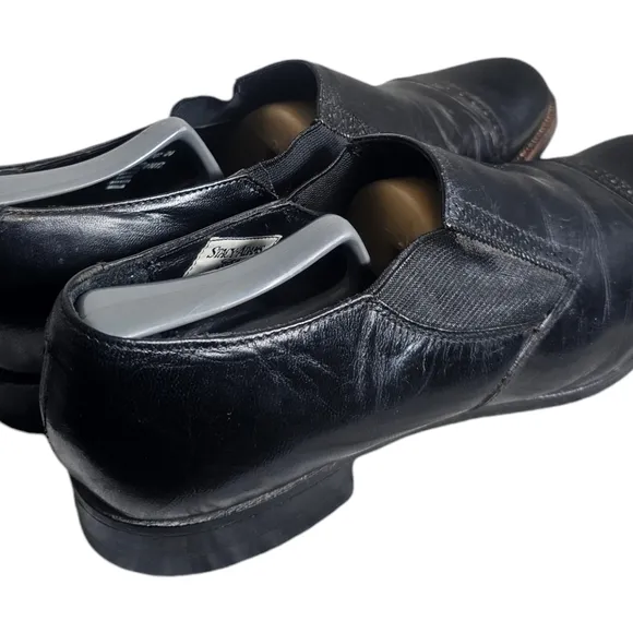 Madison Cap Toe Slip On Shoes/Black Leather Dress Shoes 10.5D