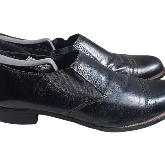 Madison Cap Toe Slip On Shoes/Black Leather Dress Shoes 10.5D