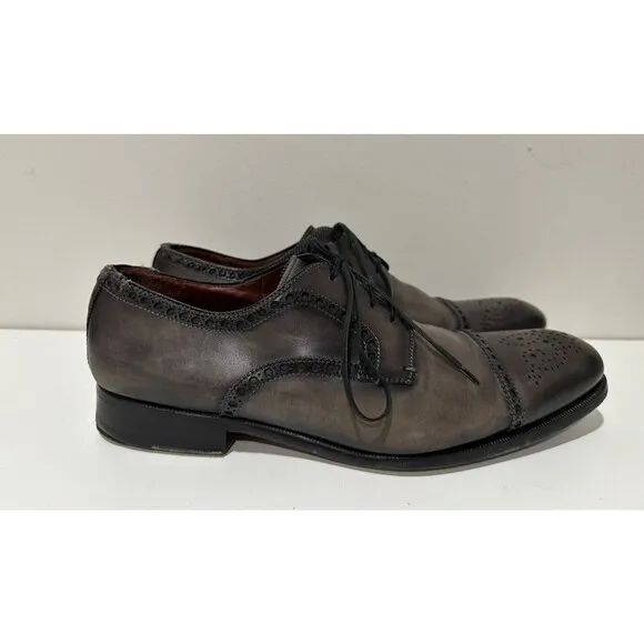 Magnanni men size 11 M lace up shoes cap toe oxford gray leather
