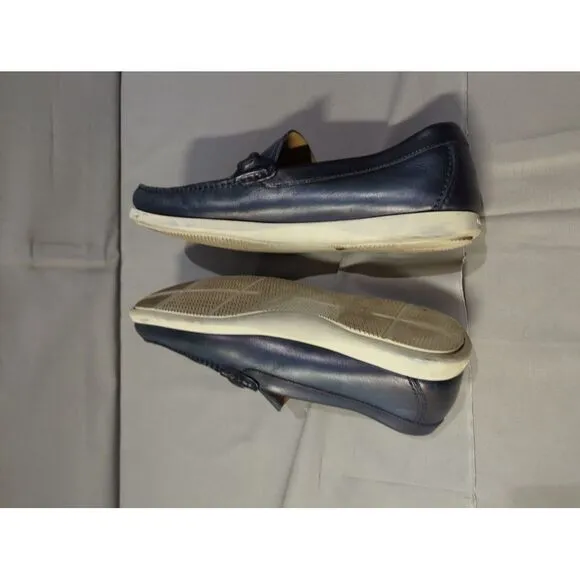 Magnanni Mens Alarico Blue Leather Loafers Shoes 21773 Made in Spain Size 10.5