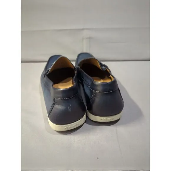 Magnanni Mens Alarico Blue Leather Loafers Shoes 21773 Made in Spain Size 10.5