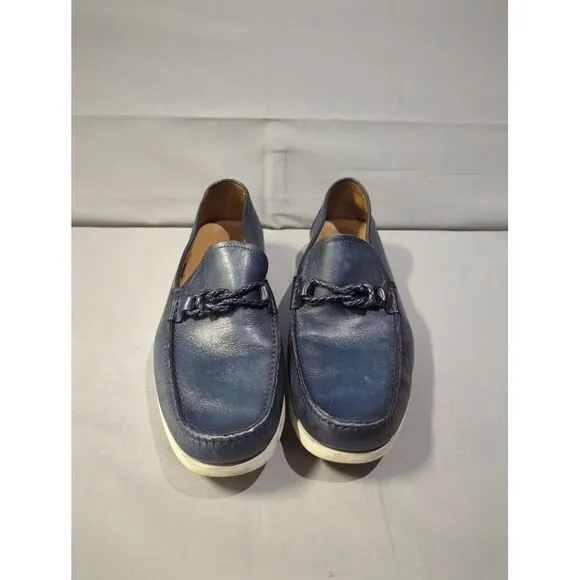 Magnanni Mens Alarico Blue Leather Loafers Shoes 21773 Made in Spain Size 10.5
