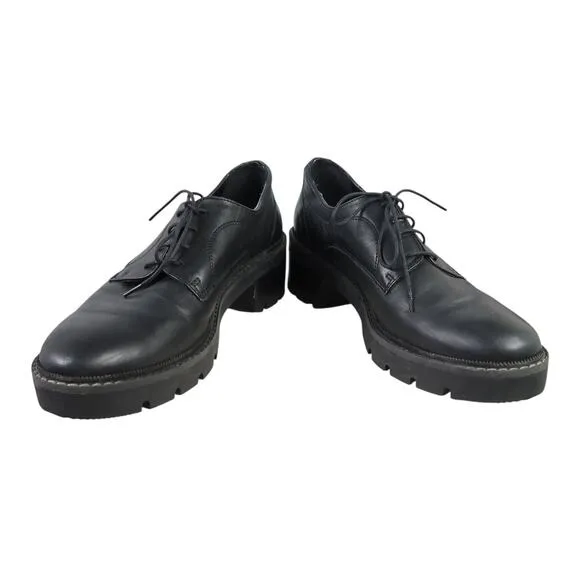 M&amp;S Collection Black Leather Lace-Up Heeled Oxford Shoes Mens 8