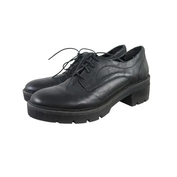 M&amp;S Collection Black Leather Lace-Up Heeled Oxford Shoes Mens 8