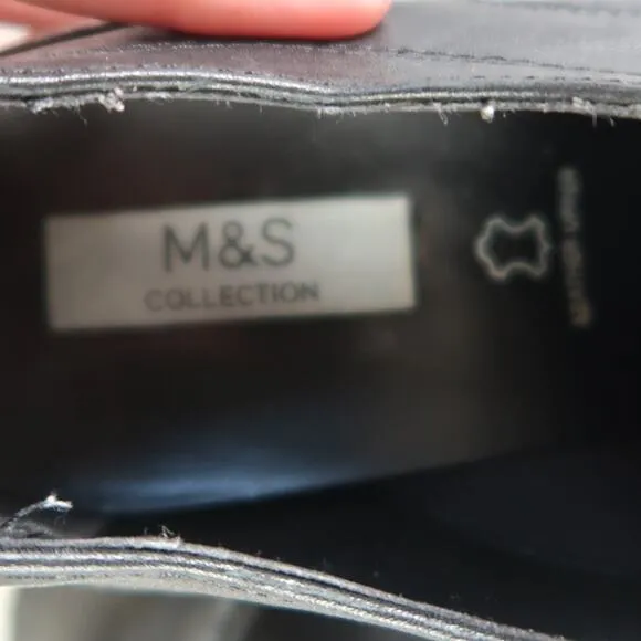 M&amp;S Collection Black Leather Lace-Up Heeled Oxford Shoes Mens 8