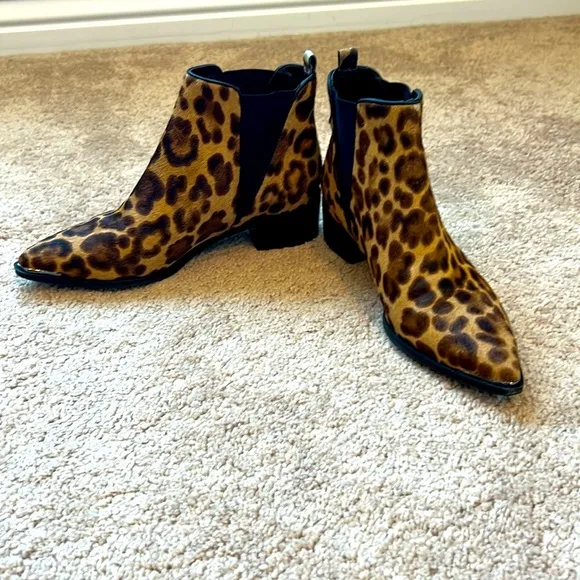 Marc Fisher Calf Hair Leopard Print Yaley Pointed Toe Booties