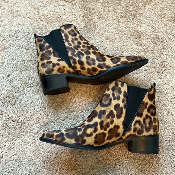 Marc Fisher Calf Hair Leopard Print Yaley Pointed Toe Booties