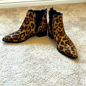 Marc Fisher Calf Hair Leopard Print Yaley Pointed Toe Booties
