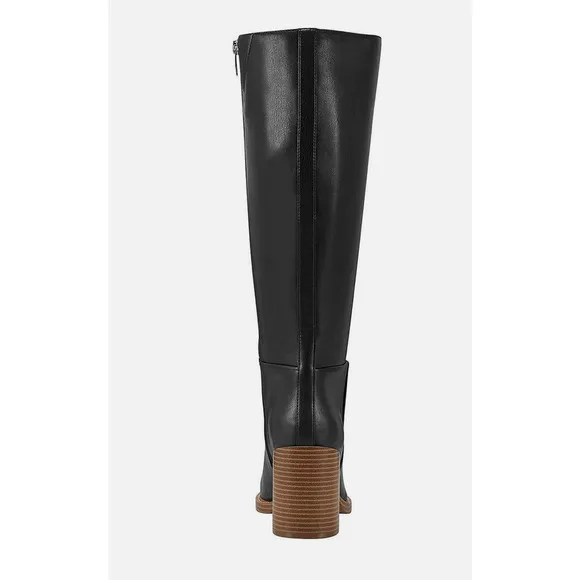 Marc Fisher Gaby Size 6 Black Womens Faux Leather Tall Knee-High Boots Shoes