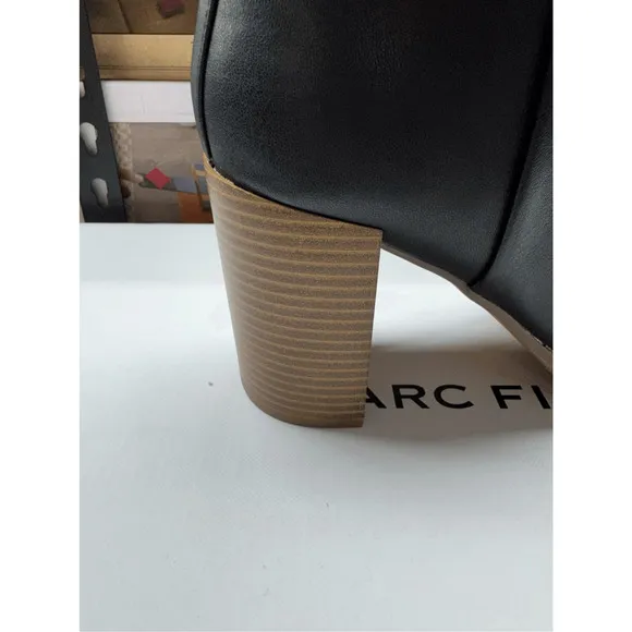 Marc Fisher Gaby Size 6 Black Womens Faux Leather Tall Knee-High Boots Shoes